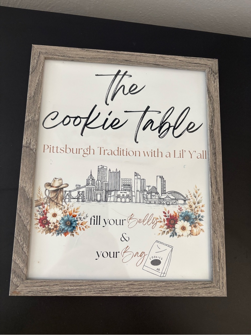 The Cookie Table Wall Art - Neutral Wood Frame with Cream Sign